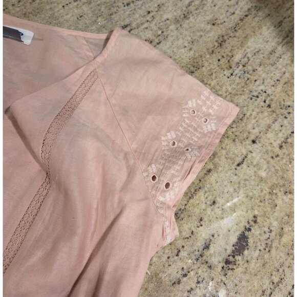 Old Navy Boho Embroidered Eyelet Cotton Midi Dress Size M Pink Blushin up - Picture 11 of 16